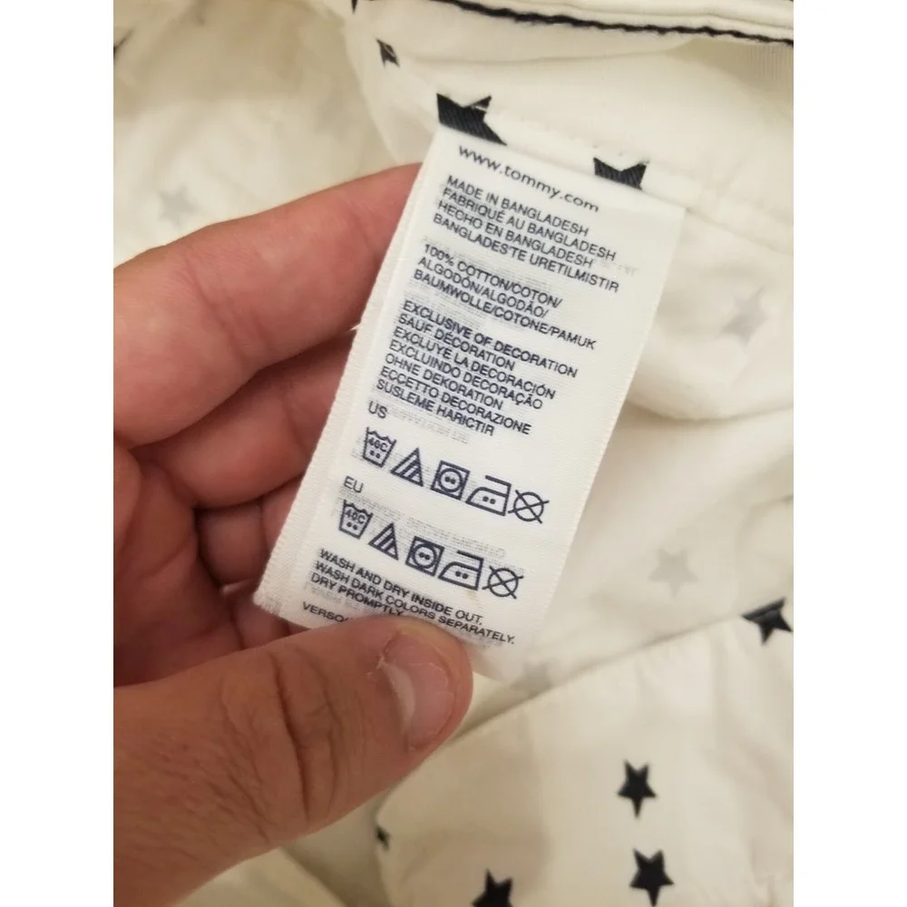 Tommy Hilfiger Shorts Women's 10 White Star‎ Printed Chino Cotton Casual Stars